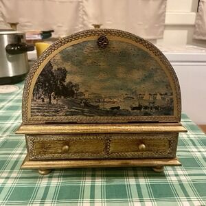 Vintage 1960s Japanese Wooden Jewelry Trinket Multi Drawer Box
